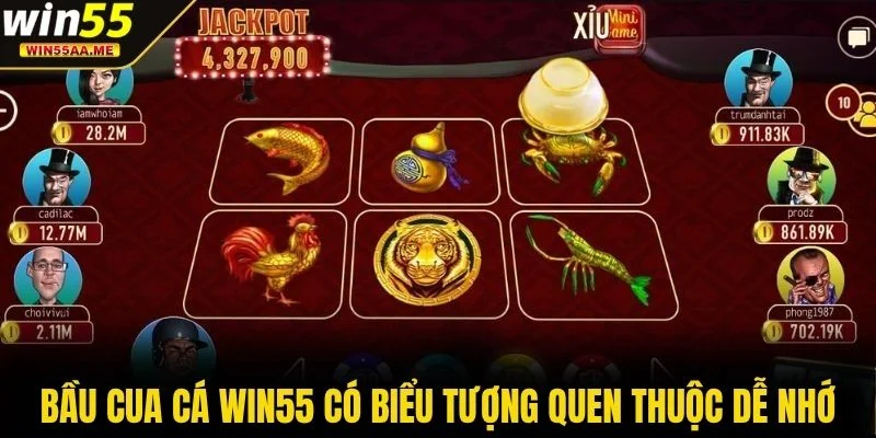 Bầu Cua Cá WIN55 - Game Truyền Thống Phong Cách Mới 2025 3 Bầu cua cá WIN55 có biểu tượng quen thuộc dễ nhớ